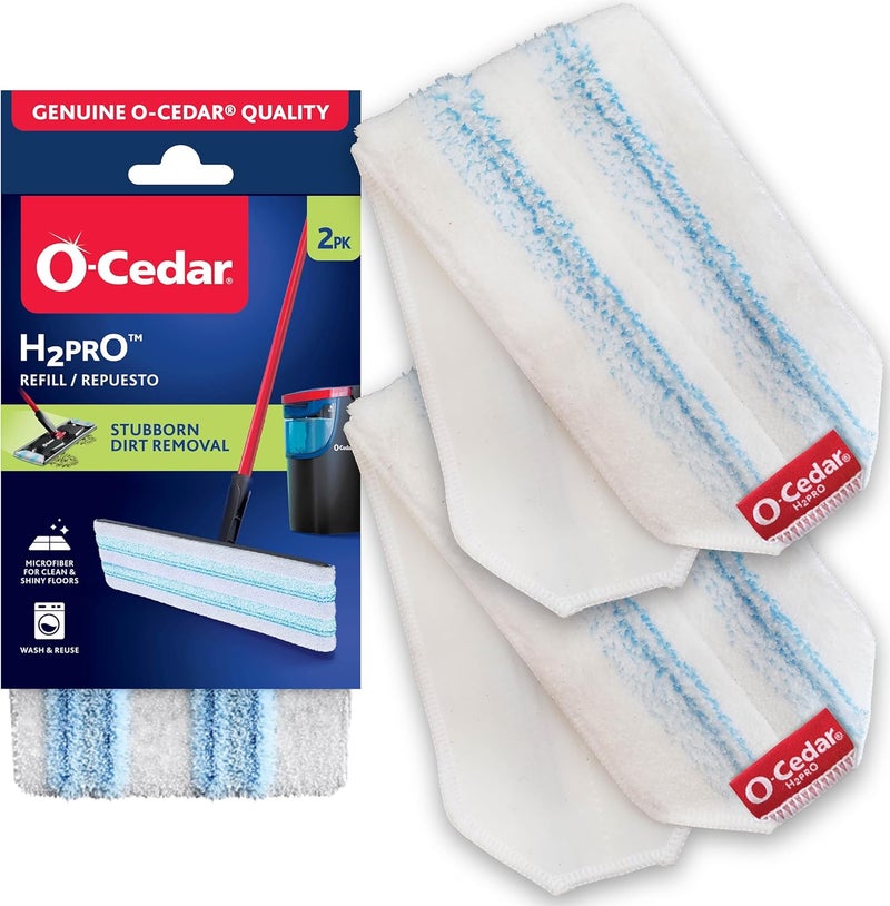 o cedar وسادات ممسحة H2prO الأصلية (عبوة من 2) | قابلة للغسل في الآلة | إعادة تعبئة قابلة للاستخدام مرة أخرى | بدائل رأس ممسحة من الألياف الدقيقة | تزيل 99% من البكتيريا - Image 1
